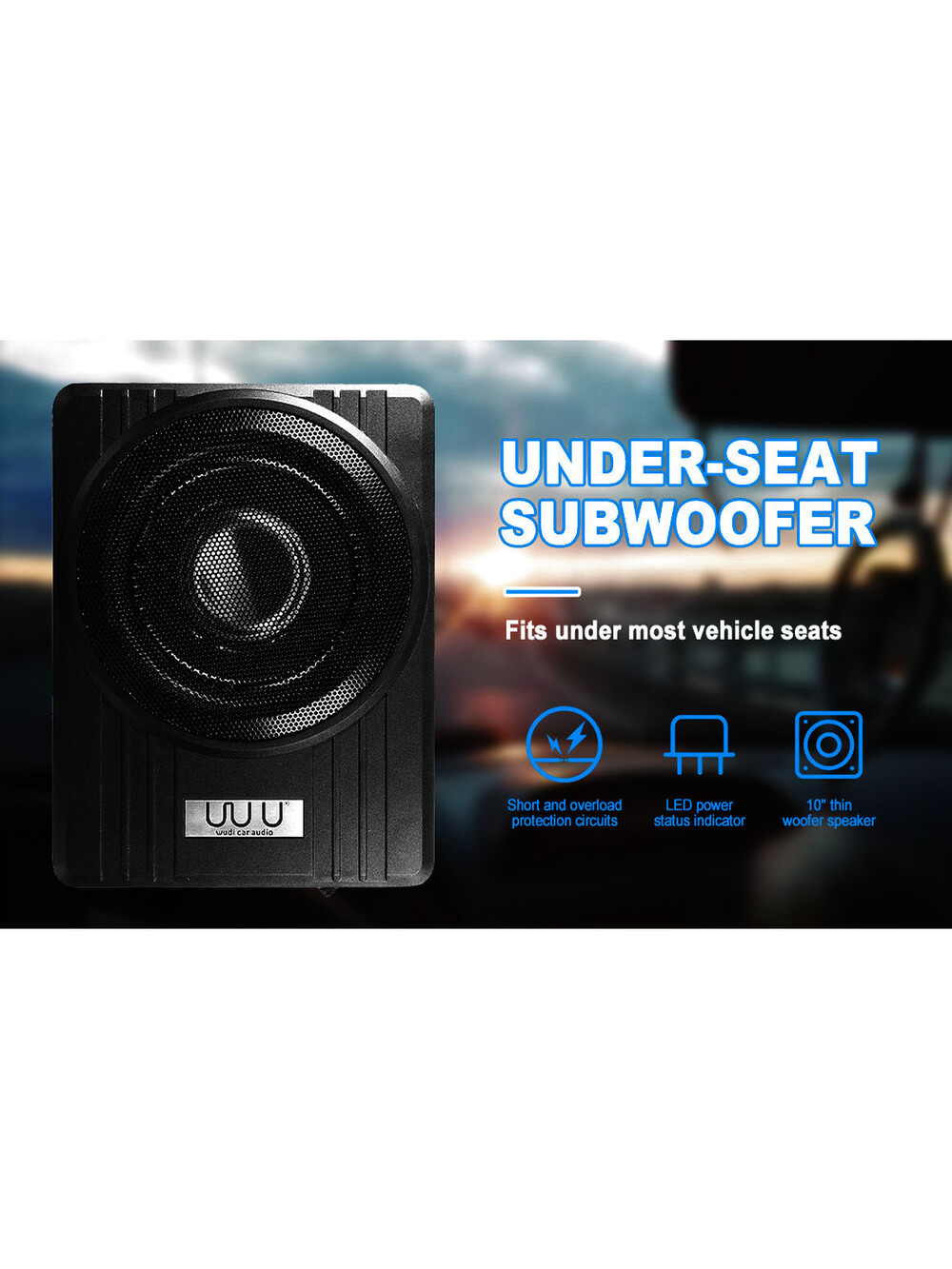 10 inch 250W Under Seat Car Enclosed Subwoofer Active Powered Car Subwoofer Sub